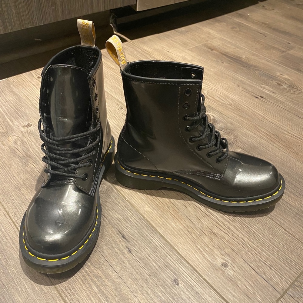 1460 Vegan Chrome Gunmetal Dr Marten Boots